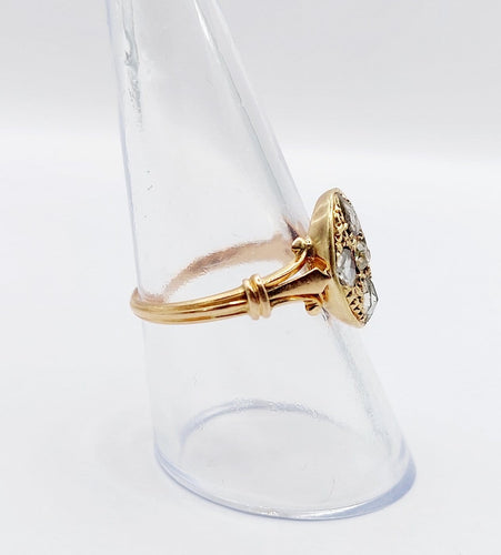 56.5 Bague marquise victorienne en or rose 18k et diamants 58 Facettes A07789