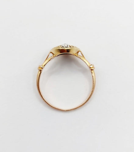 56.5 Bague marquise victorienne en or rose 18k et diamants 58 Facettes A07789