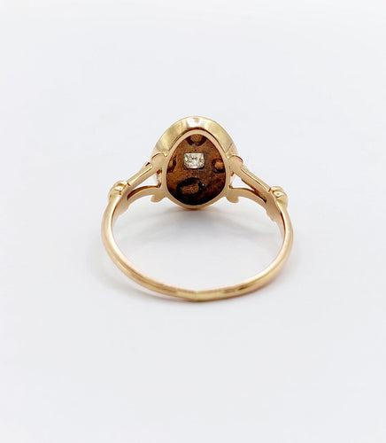 Bague 56.5 Bague marquise victorienne en or rose 18k et diamants 58 Facettes A07789