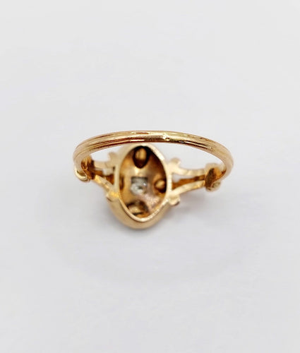 56.5 Bague marquise victorienne en or rose 18k et diamants 58 Facettes A07789