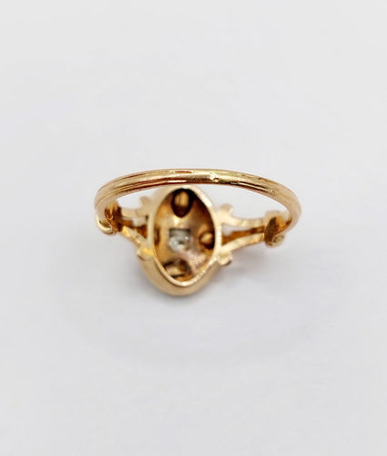 Bague 56.5 Bague marquise victorienne en or rose 18k et diamants 58 Facettes A07789