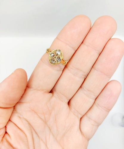 56.5 Bague marquise victorienne en or rose 18k et diamants 58 Facettes A07789