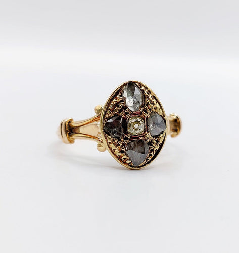 56.5 Bague marquise victorienne en or rose 18k et diamants 58 Facettes A07789