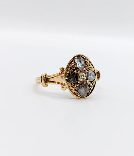 56.5 Bague marquise victorienne en or rose 18k et diamants 58 Facettes A07789