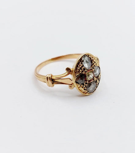 56.5 Bague marquise victorienne en or rose 18k et diamants 58 Facettes A07789