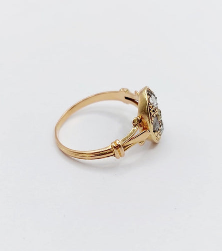 56.5 Bague marquise victorienne en or rose 18k et diamants 58 Facettes A07789