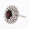 55 Bague cocktail italienne en or blanc avec diamants et grenat 58 Facettes A1855