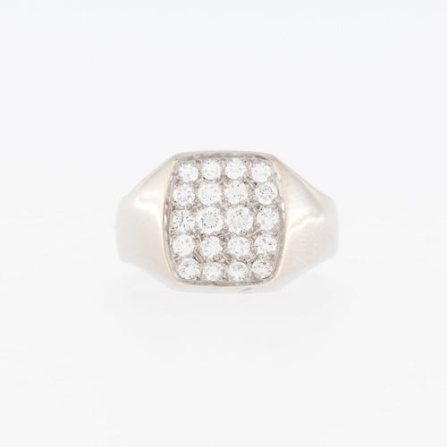 55 Bague signet allemande en or blanc 18 carats et diamants 58 Facettes A1802