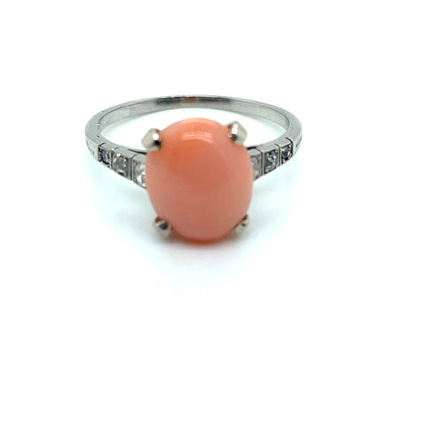 54 Bague ancienne en platine, diamants et corail 58 Facettes BAG  0009