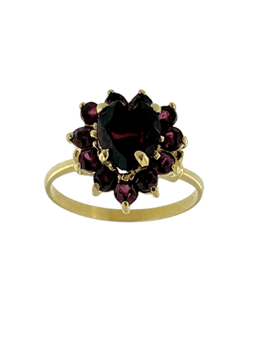 64 Bague vintage espagnole en or jaune 18 carats et améthystes 58 Facettes A1930D
