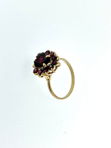 64 Bague vintage espagnole en or jaune 18 carats et améthystes 58 Facettes A1930D