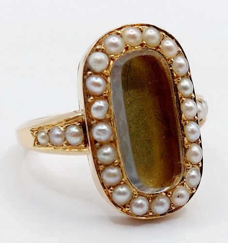 Bague 52 Bague victorienne à secret en or 18K et perles 58 Facettes A07791