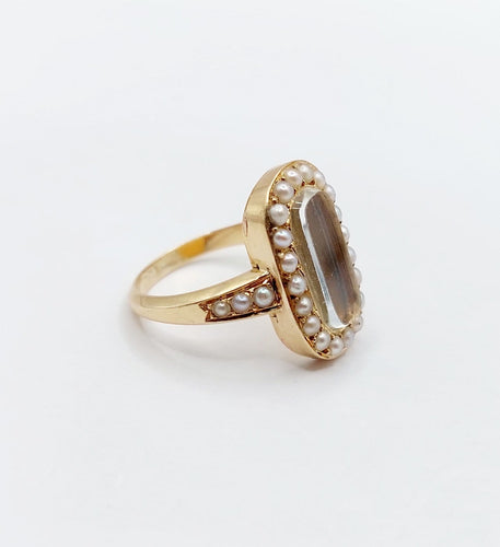 Bague 52 Bague victorienne à secret en or 18K et perles 58 Facettes A07791