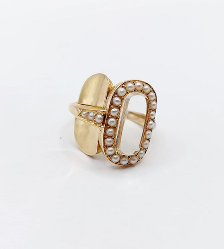 Bague 52 Bague victorienne à secret en or 18K et perles 58 Facettes A07791