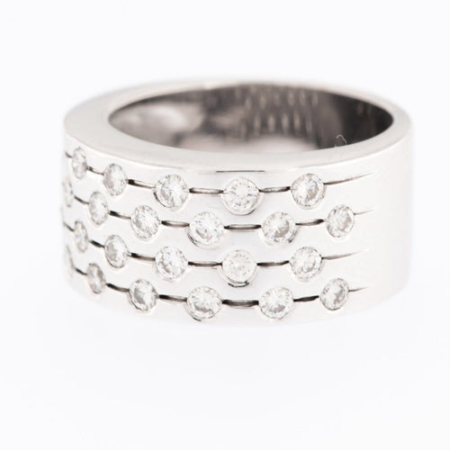 Bague 55 Bague italienne moderne en or blanc 18 carats et diamants 58 Facettes A1863