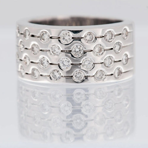 Bague 55 Bague italienne moderne en or blanc 18 carats et diamants 58 Facettes A1863