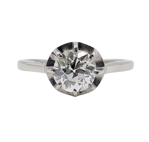 Bague 60.5 Bague solitaire Art déco en or blanc et platine avec diamant 58 Facettes A07744