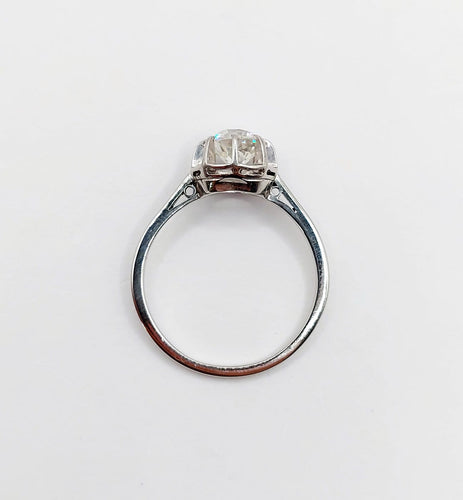 Bague 60.5 Bague solitaire Art déco en or blanc et platine avec diamant 58 Facettes A07744