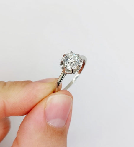 Bague 60.5 Bague solitaire Art déco en or blanc et platine avec diamant 58 Facettes A07744