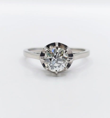 Bague 60.5 Bague solitaire Art déco en or blanc et platine avec diamant 58 Facettes A07744