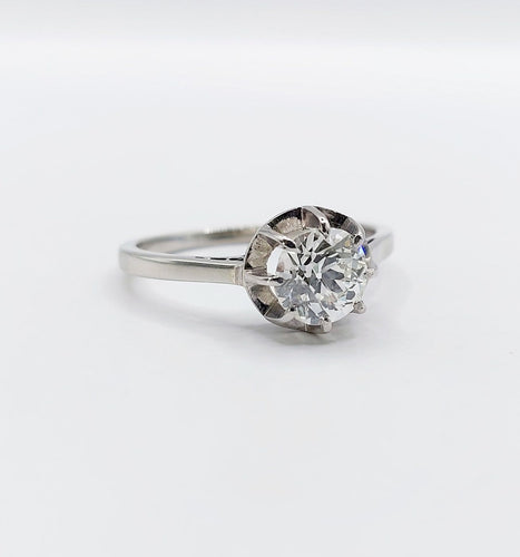 Bague 60.5 Bague solitaire Art déco en or blanc et platine avec diamant 58 Facettes A07744