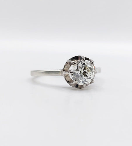 Bague 60.5 Bague solitaire Art déco en or blanc et platine avec diamant 58 Facettes A07744