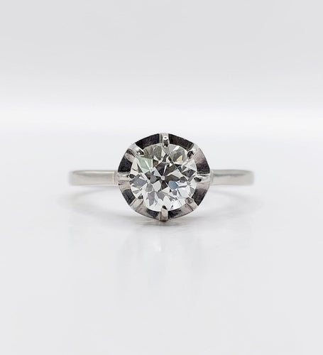 Bague 60.5 Bague solitaire Art déco en or blanc et platine avec diamant 58 Facettes A07744