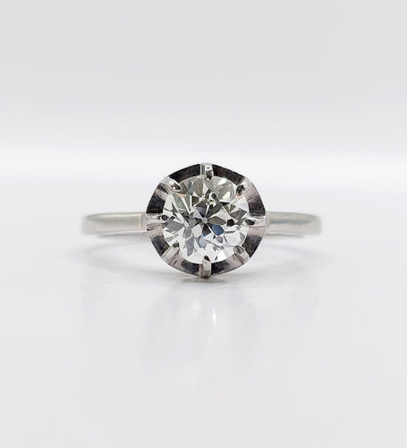 Bague 60.5 Bague solitaire Art déco en or blanc et platine avec diamant 58 Facettes A07744