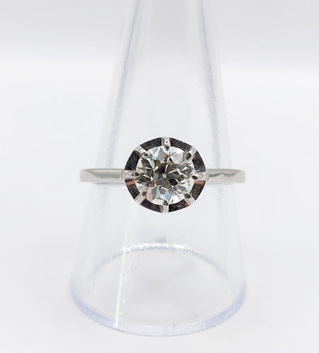 Bague 60.5 Bague solitaire Art déco en or blanc et platine avec diamant 58 Facettes A07744