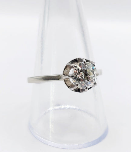 Bague 60.5 Bague solitaire Art déco en or blanc et platine avec diamant 58 Facettes A07744