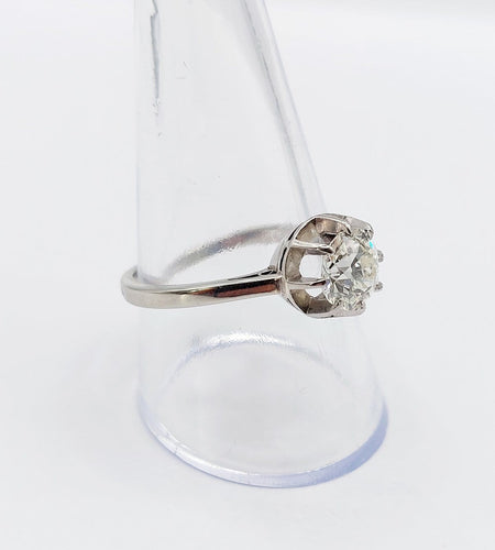 Bague 60.5 Bague solitaire Art déco en or blanc et platine avec diamant 58 Facettes A07744