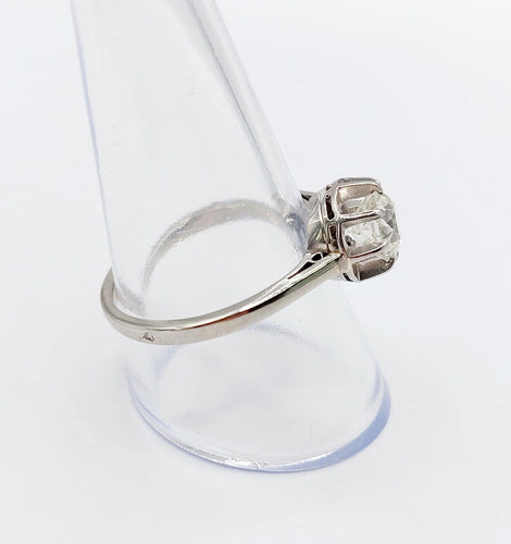 Bague 60.5 Bague solitaire Art déco en or blanc et platine avec diamant 58 Facettes A07744