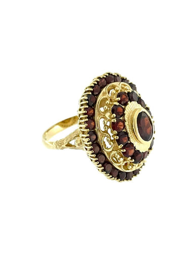 Bague 52.5 Bague Belle Époque en or jaune 18 carats et grenats 58 Facettes A1932D