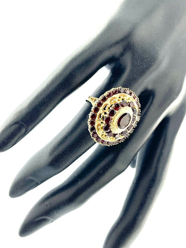 Bague 52.5 Bague Belle Époque en or jaune 18 carats et grenats 58 Facettes A1932D