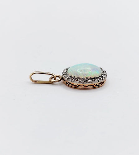 Pendentif Pendentif victorien en or 18k, opale et diamants taille rose 58 Facettes A07739