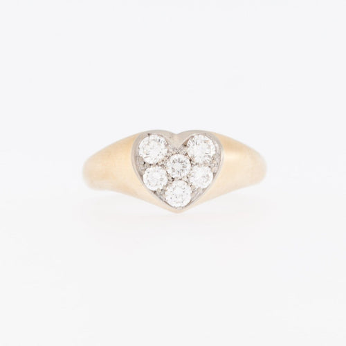Bague 54 Bague cœur en or jaune et blanc 18 carats et diamants 58 Facettes A1832
