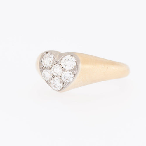 Bague 54 Bague cœur en or jaune et blanc 18 carats et diamants 58 Facettes A1832