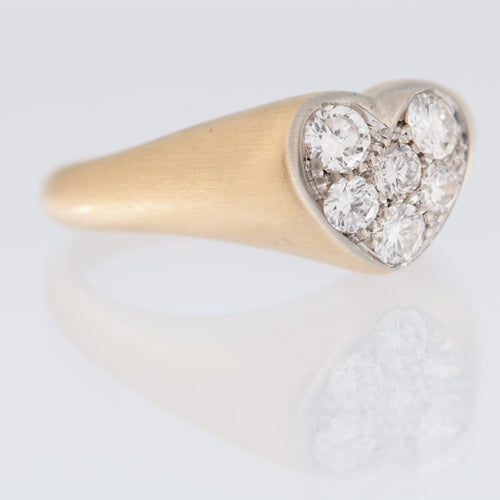 Bague 54 Bague cœur en or jaune et blanc 18 carats et diamants 58 Facettes A1832
