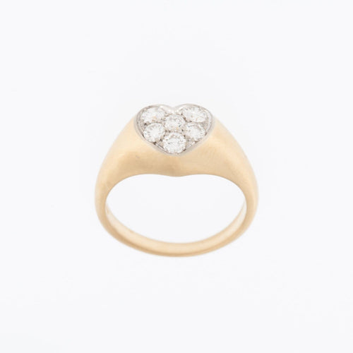 Bague 54 Bague cœur en or jaune et blanc 18 carats et diamants 58 Facettes A1832