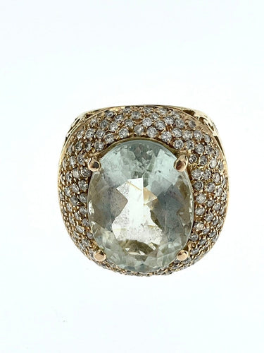 Bague 57 Bague cocktail en or rose avec quartz et diamants 58 Facettes A1952D