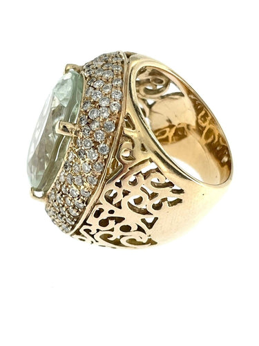 Bague 57 Bague cocktail en or rose avec quartz et diamants 58 Facettes A1952D