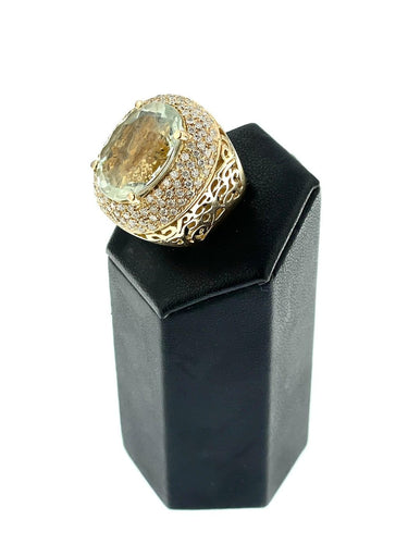 Bague 57 Bague cocktail en or rose avec quartz et diamants 58 Facettes A1952D