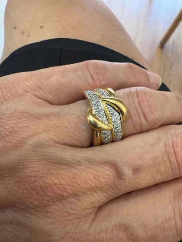 Bague 55 Bague pavée de diamants en or 18 carats 58 Facettes Bague