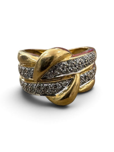 Bague 55 Bague pavée de diamants en or 18 carats 58 Facettes Bague