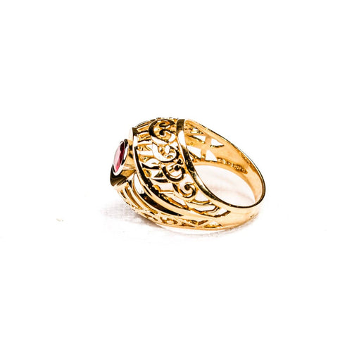 Bague 50 Bague dôme ajourée en or rose, platine et rubis birman 58 Facettes LMB-358