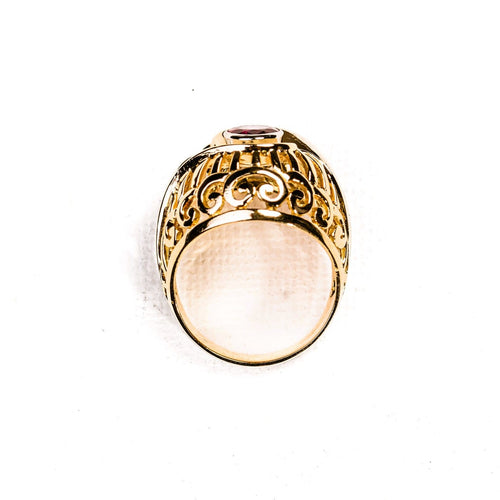 Bague 50 Bague dôme ajourée en or rose, platine et rubis birman 58 Facettes LMB-358