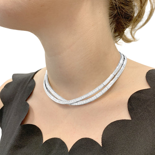 Collier Van Cleef & Arpels Avignon - Collier en or blanc et diamants 58 Facettes 35983