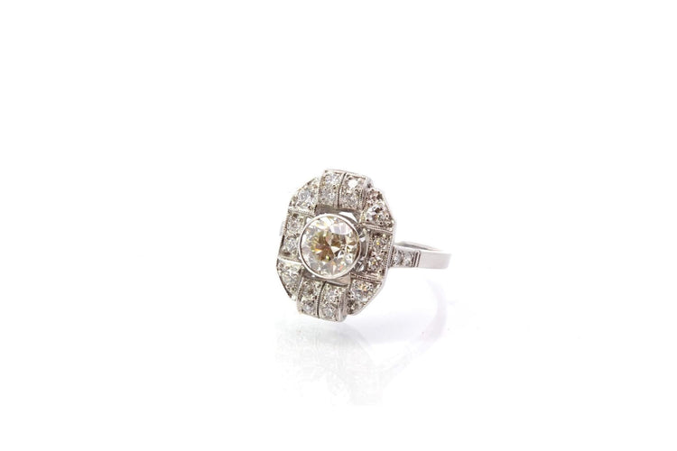 Bague 54 Bague Art déco vintage en platine sertie de diamants 58 Facettes 25715-25766