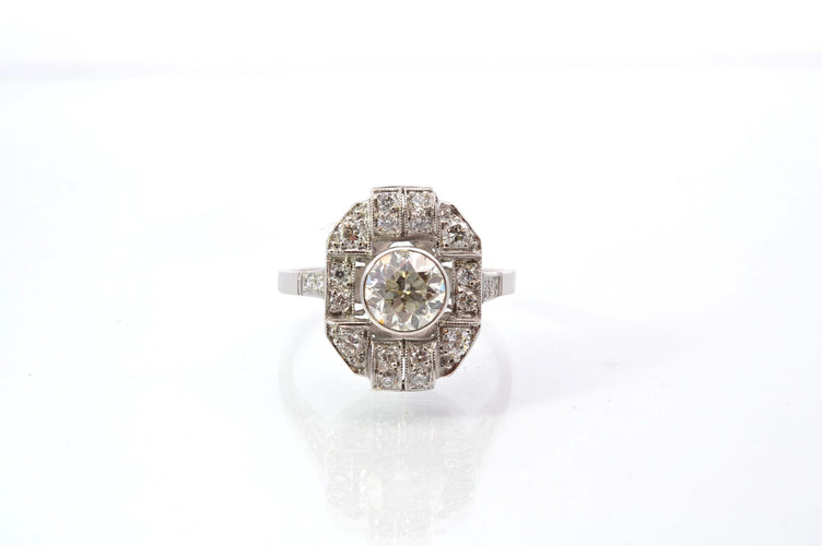 Bague 54 Bague Art déco vintage en platine sertie de diamants 58 Facettes 25715-25766