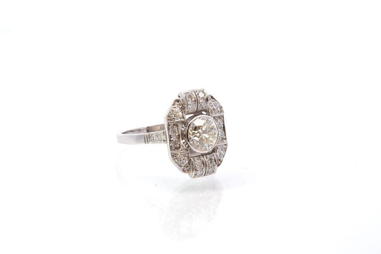 Bague 54 Bague Art déco vintage en platine sertie de diamants 58 Facettes 25715-25766